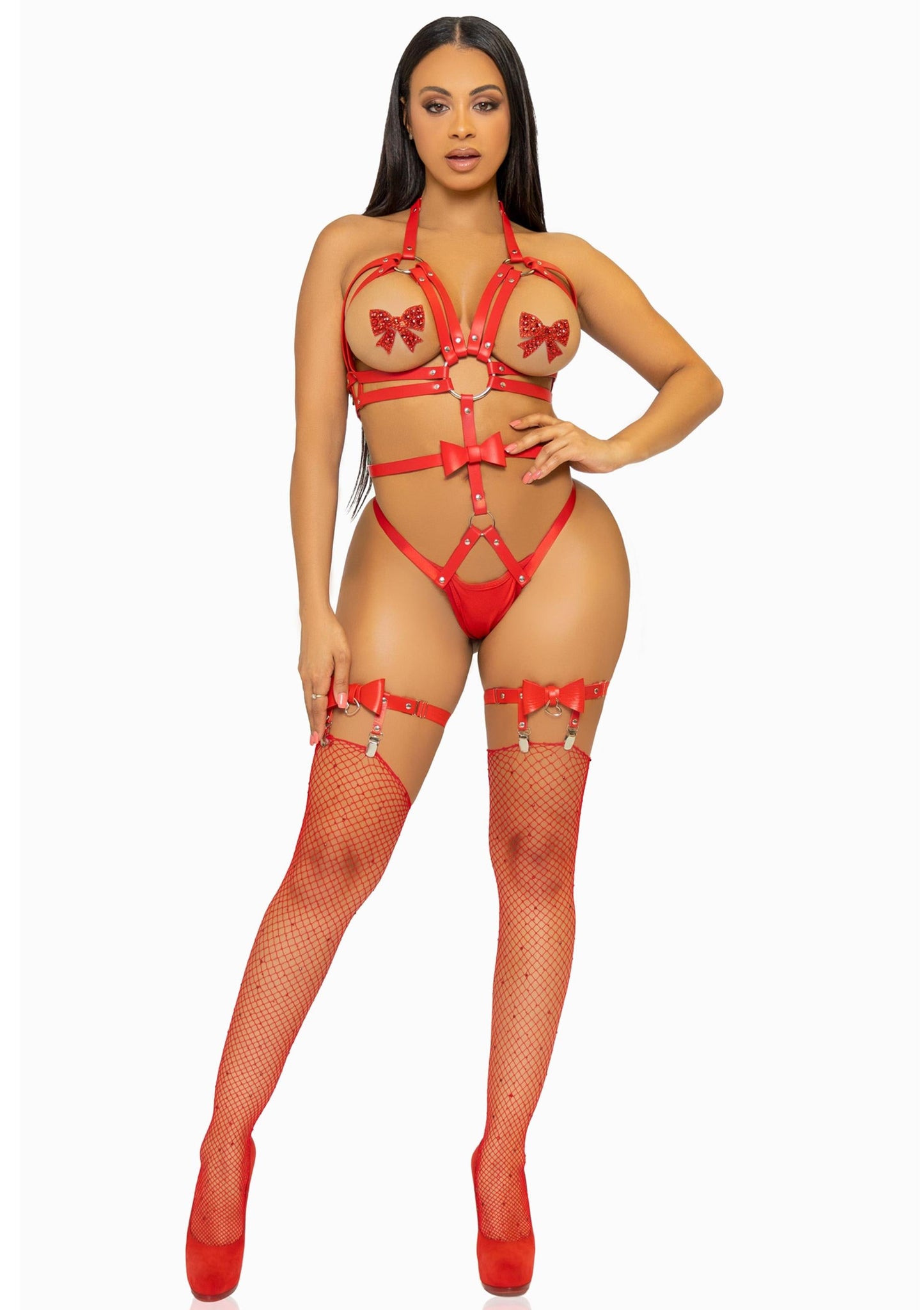 Vegan Leather Harness with Bow
