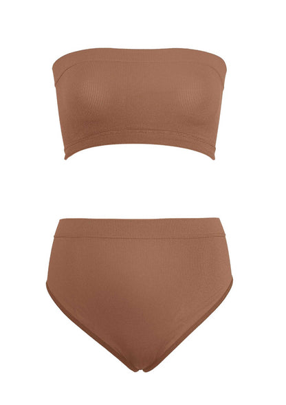 Seamless Bandeau Top and High Waist Brief