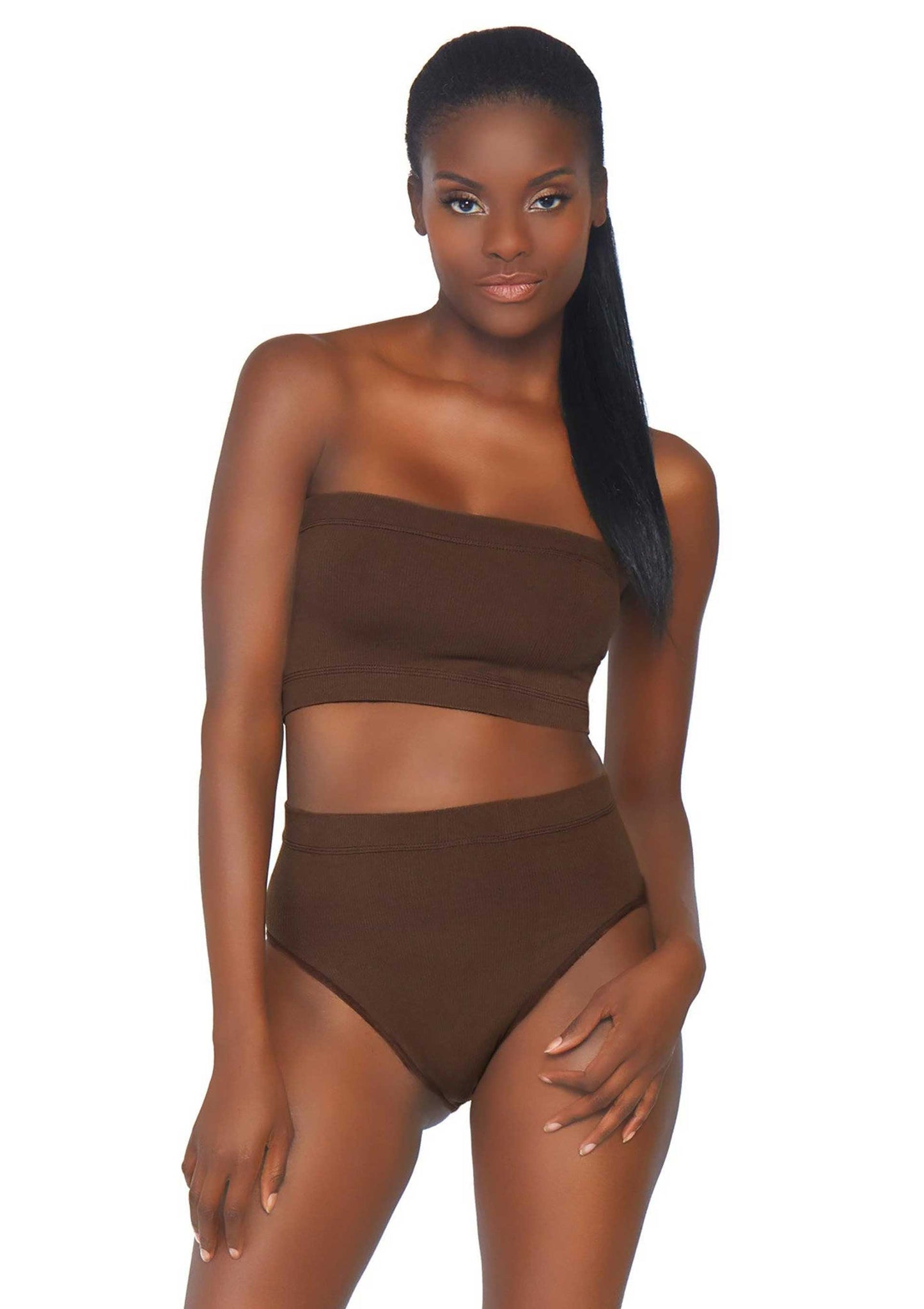 Seamless Bandeau Top and High Waist Brief