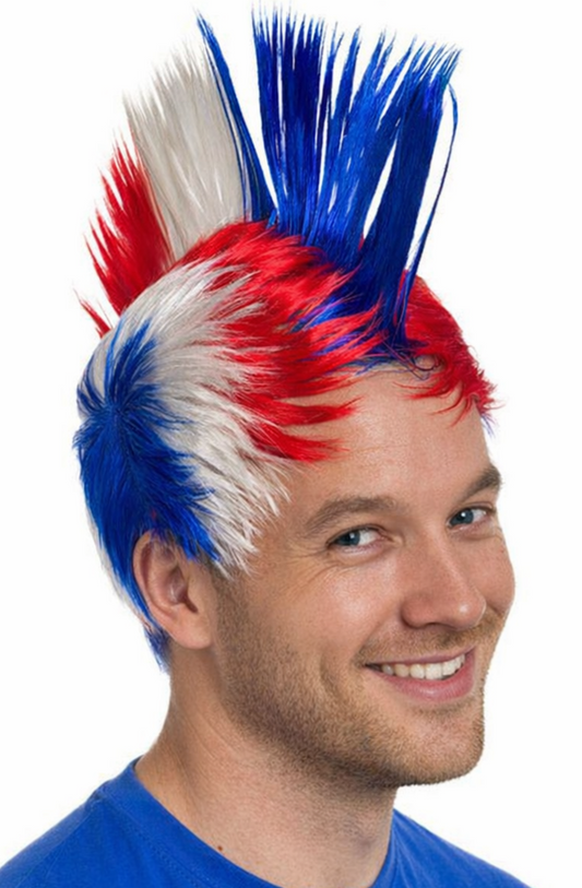 Pruik Hanekam rood-wit-blauw