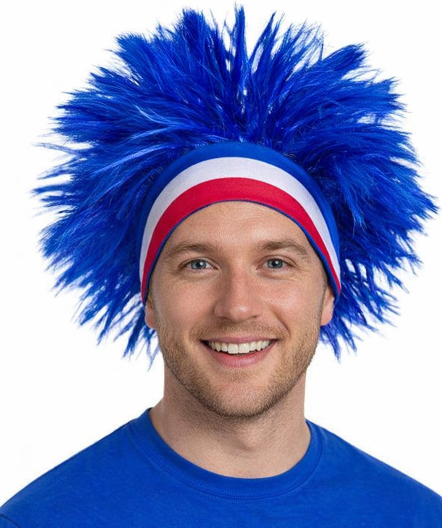 Pruik Punk rood-wit-blauw