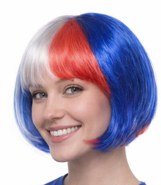 Pruik Boblijn rood-wit-blauw