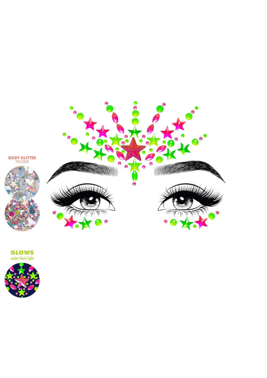 Vibe Neon Face Jewels Sticker