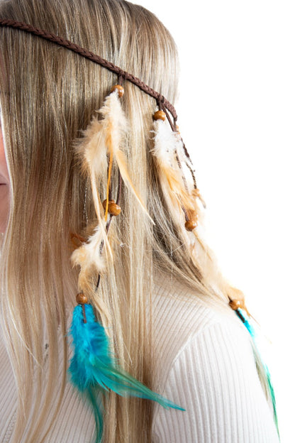 Boho Veren haarband Blauw