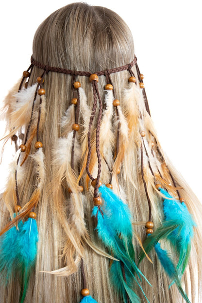 Boho Veren haarband Blauw