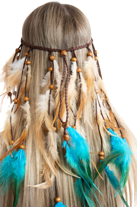 Boho Veren haarband Blauw