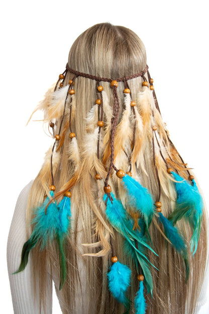 Boho Veren haarband Blauw