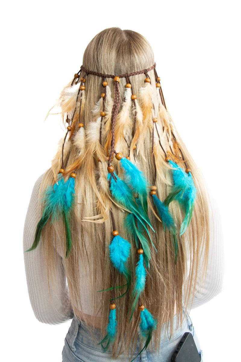 Boho Veren haarband Blauw