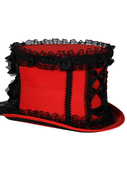 Hoge hoed Lace Star Rood