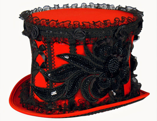 Hoge hoed Lace Star Rood