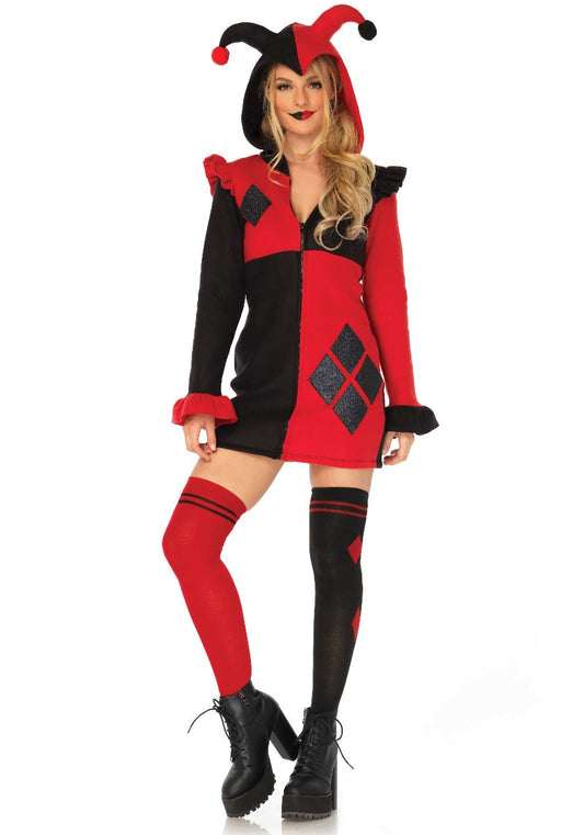 Harlequin Cozy Hooded Dress