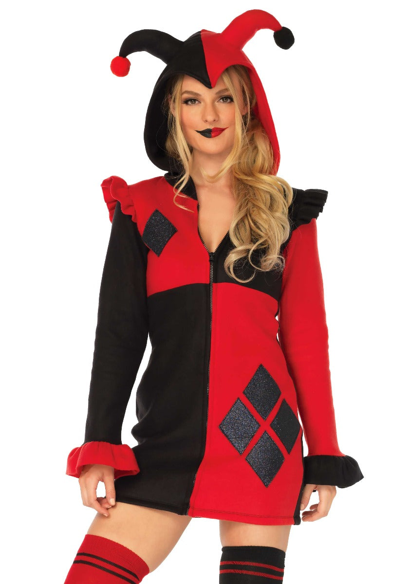 Harlequin Cozy Hooded Dress