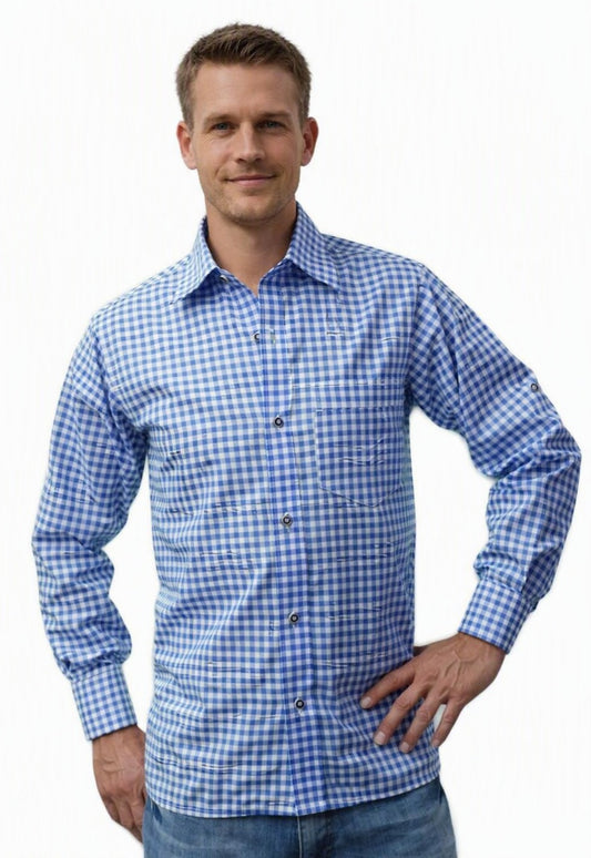 Blauw Geruite Blouse